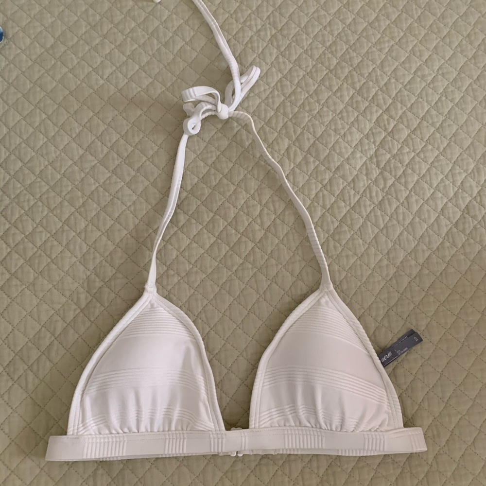 Aerie Lined Triangle Bikini Top, White Size S